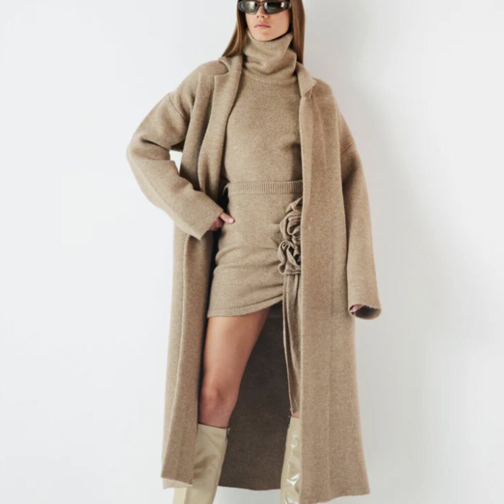 Knitwear Mix Coat Camel